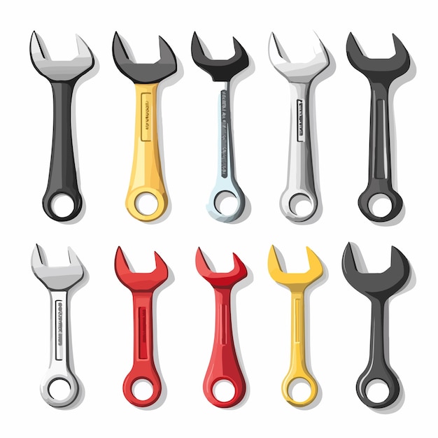 Professional Wrench Icon Set for Repair and Tools Vector