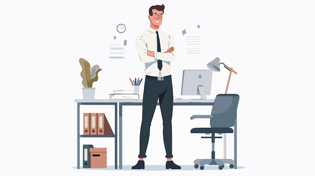 Vector professional young businessman standing in office environment