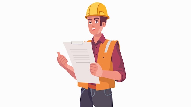 Professional Young Man Engineer Holding Paper Documents in Hands