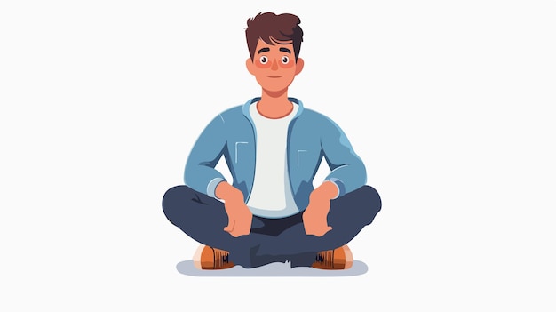 Vector professional young man sitting on floor cartoon vector illustration