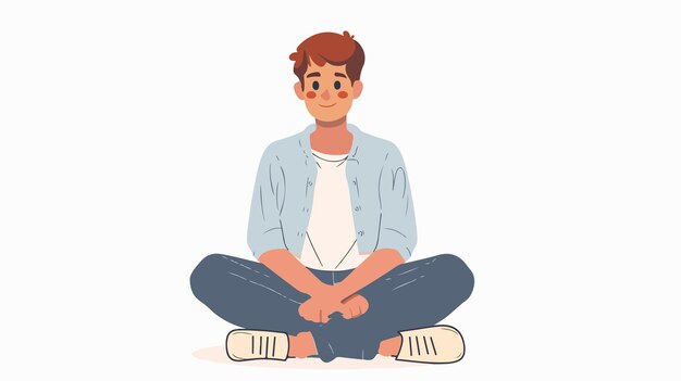 Vector professional young man sitting on floor cartoon vector illustration