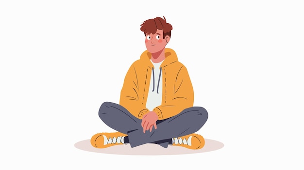 Vector professional young man sitting on floor cartoon vector illustration