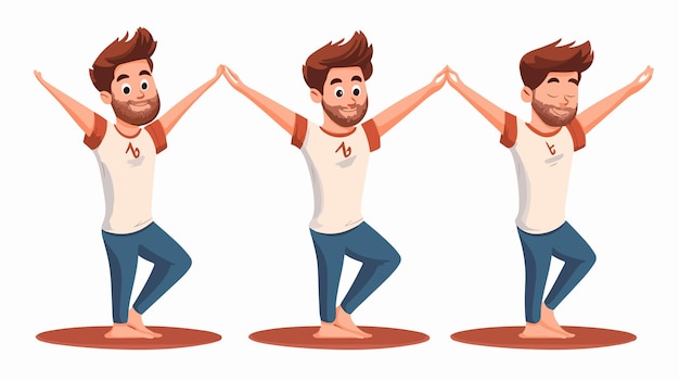 Vector professional young man yoga practice illustration