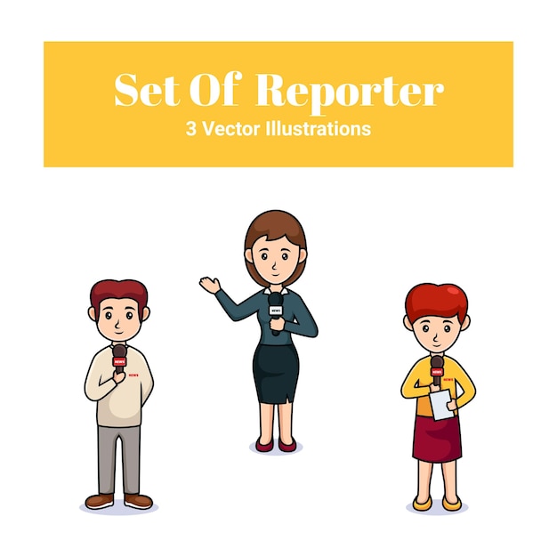 Professions people cartoon set of reporter vector