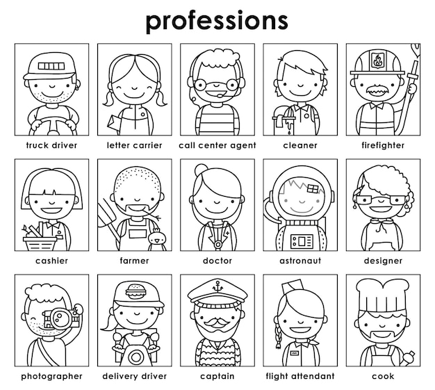 Professions vector illustration set