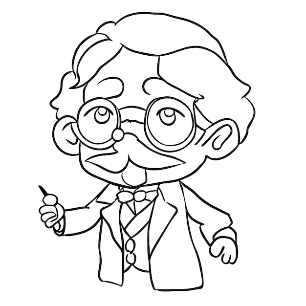 Professor doctor old man with glasses hand drawn cartoon sticker icon concept isolated illustration