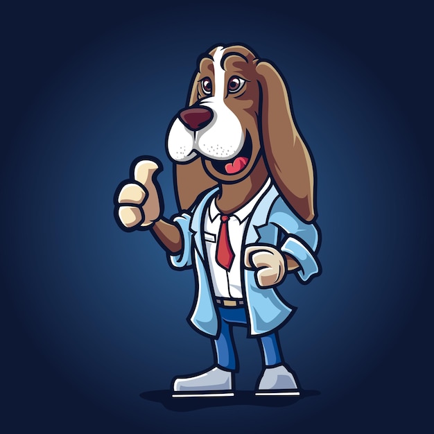 Proffesor Doctor Dog Mascot Cartoon