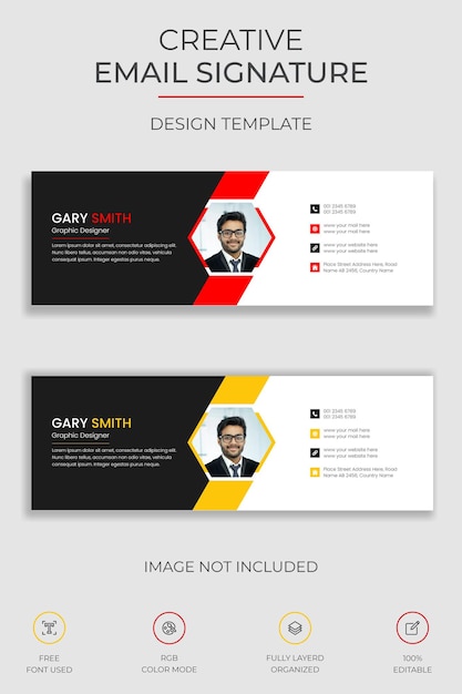 Profile email signature or footer email template design Premium Vector