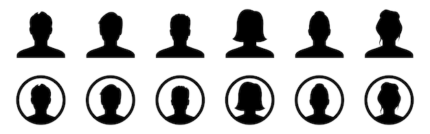 profile icon setmale and female head silhouettes