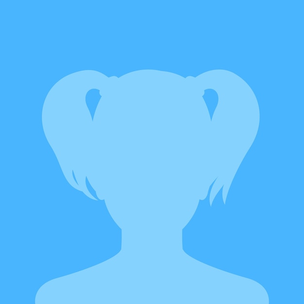 Profile placeholder, female avatar in blue tones