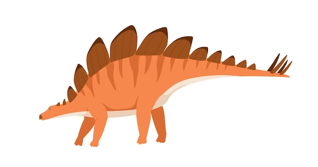 Profile of stegosaurus dino with spikes and plates on back and tail. Extinct dinosaur of ancient jurassic period. Prehistorical character. Flat cartoon vector illustration isolated on white background