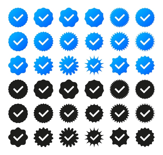 Profile Verification concept Verified icon collection Checked icons set with checked social media