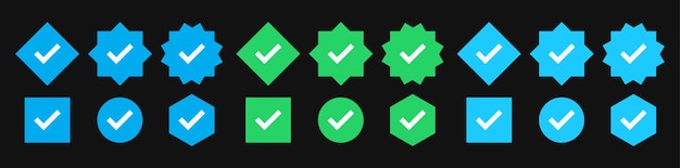 Profile Verification. Verified badge. Set of verified icon with social media verified badge style.