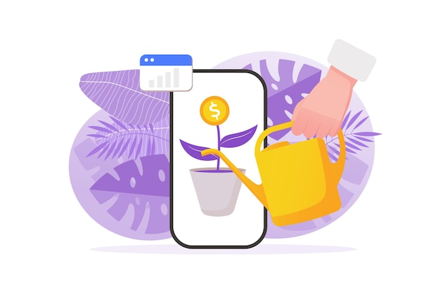 Profit concept with people hand in flat design