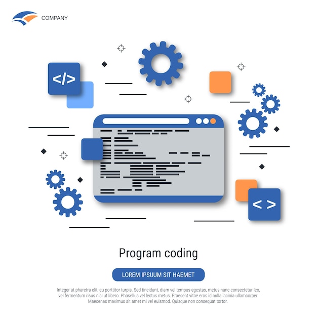 Vector program coding application development ui construction flat style vector concept illustration