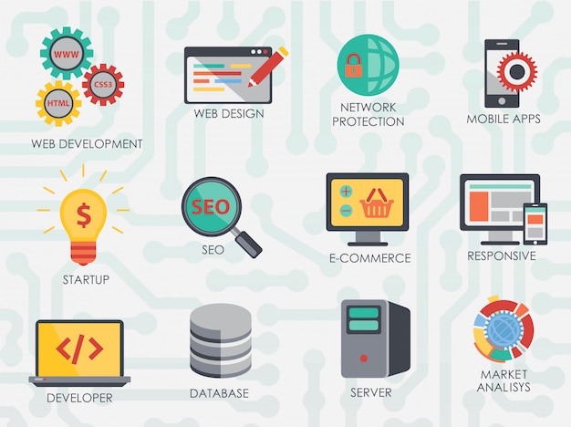 Programmer software developer icons set isolated.