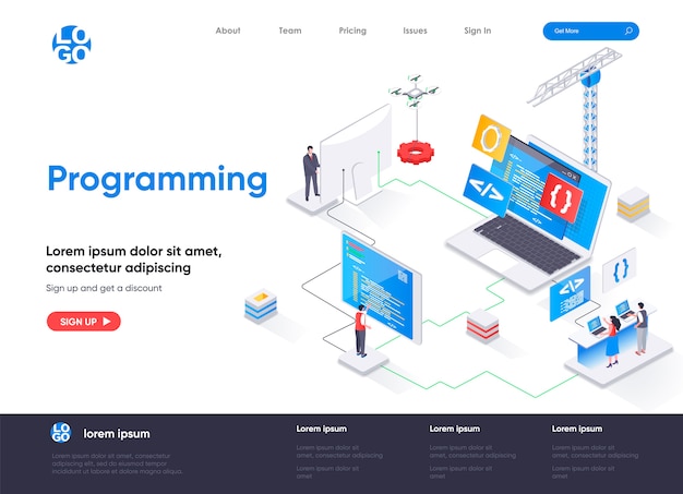 Programming isometric landing page