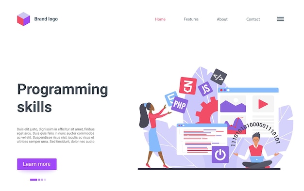 Programming skills landing page