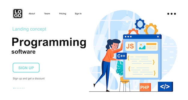 Programming software landing page template