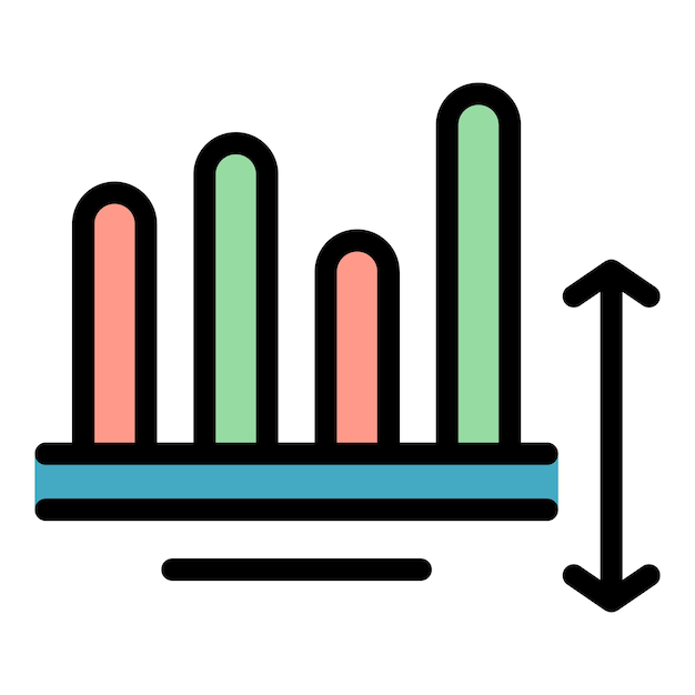 Progress business chart icon Outline progress business chart vector icon for web design isolated on white background color flat