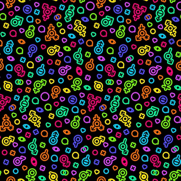 Progressive Sexual Gender Neon Seamless Pattern