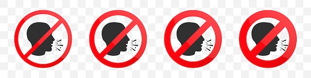 Prohibition sign no cough collection. Vector illustration