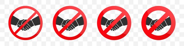 Prohibition sign no handshake collection. Vector illustration