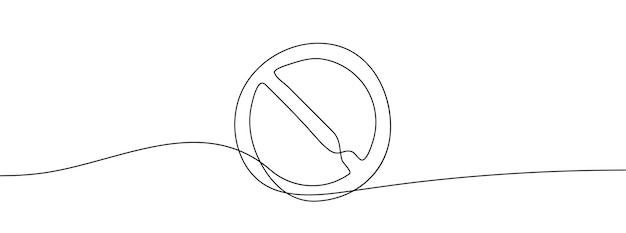 Prohibition sign in one line drawing Continuous line drawing of stop sign