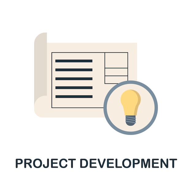 Project Development flat icon from reputation management collection Simple line element Project Development symbol for templates web design and infographics