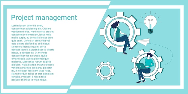 Vector project management people are engaged in the design and support of business projects