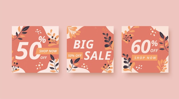 Promo banners with leaf pattern