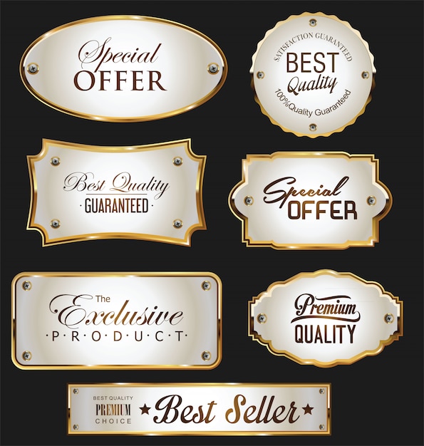 Promo sale labels collection gold and silver 