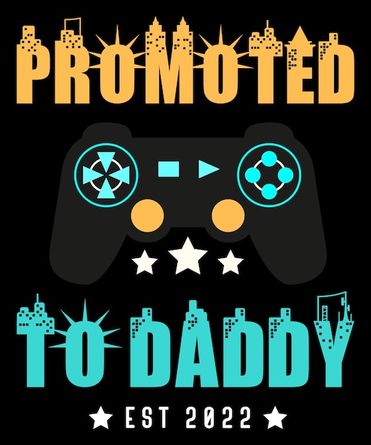 Promoted To Daddy est 2022 Soon to be dad 2022 Gift Retro vintage Gaming fathers day TShirt