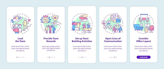 Promoting teamwork in workplace onboarding mobile app screen