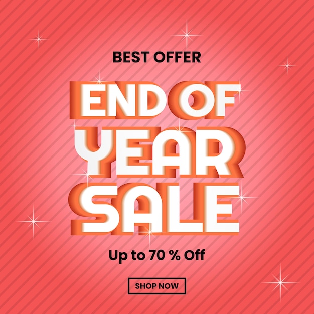 promotion design for end of year sale with. 3d text effect and red background