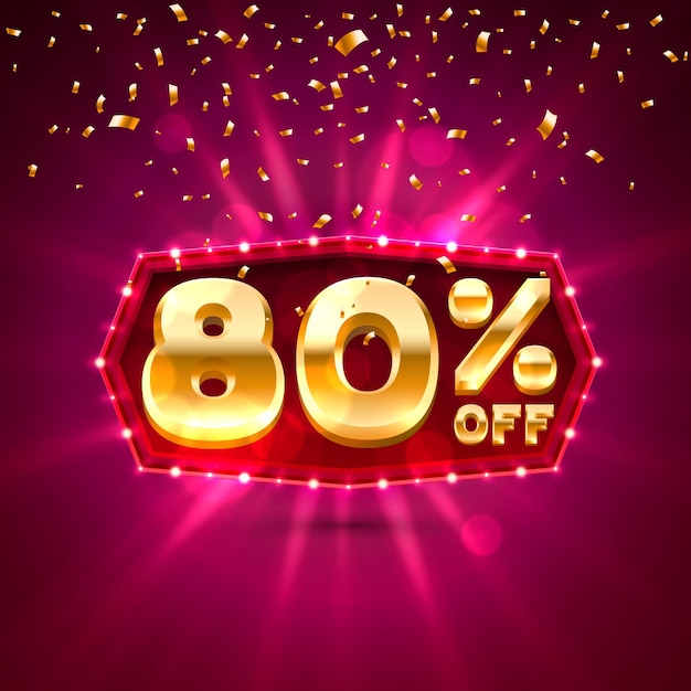 Promotional 80 Discount Gold Shopping. Vector illustration