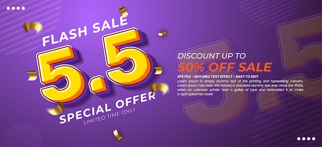 Promotional business may 5 flash sale design with text effect editable 3d text style