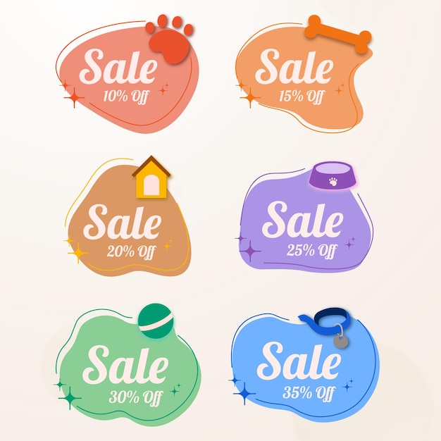 Promotional colorful pet items vector pack