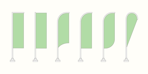 Promotional Flags Vector, Isolated Template Set. Feather Flags of Sail, Blade, Teardrop, Quill Etc