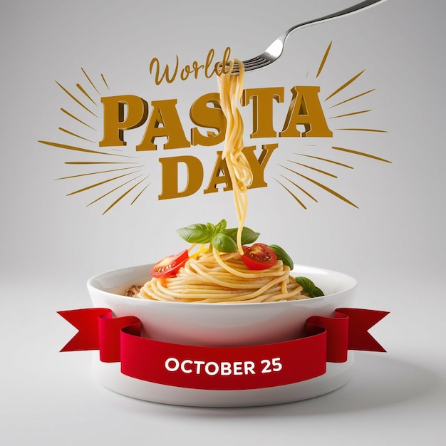 Vector promotional image for world pasta day featuring a clean and simple layout