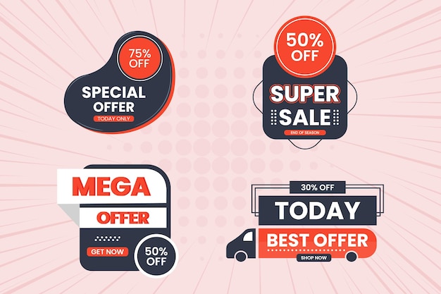 Promotional offer sale badge vector design set