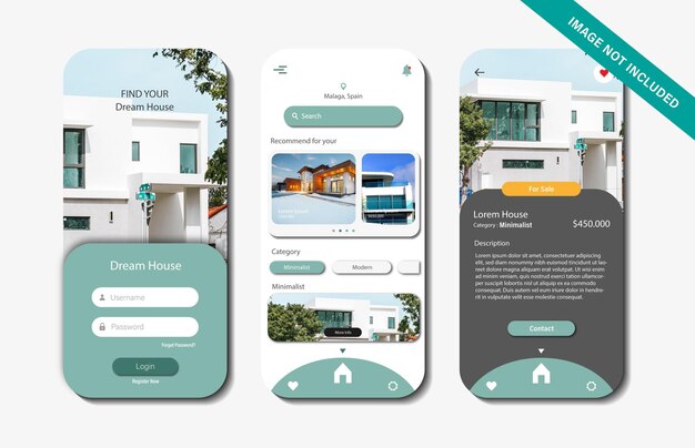 Vector property app screen interface design