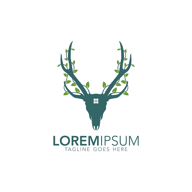 Property business logo with deer head and plant icon