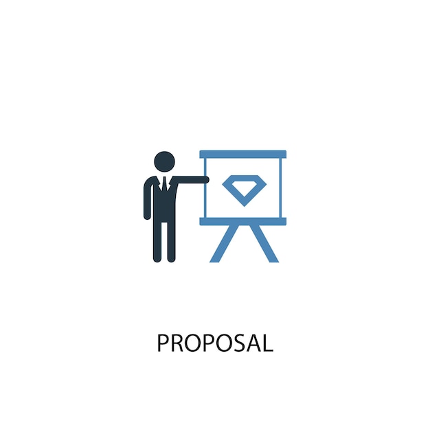 Proposal concept 2 colored icon. Simple blue element illustration. proposal concept symbol design. Can be used for web and mobile UI/UX