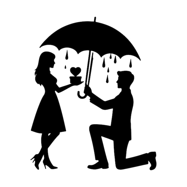 Propose silhouette vector couple silhouette illustration