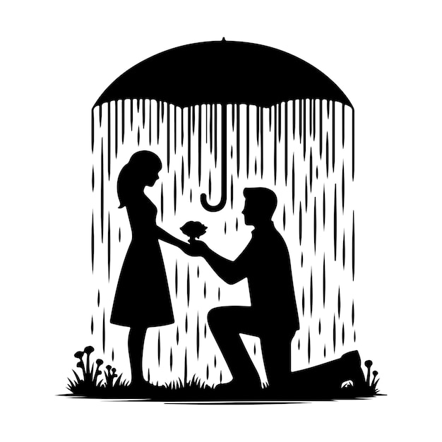 Propose silhouette vector couple silhouette illustration