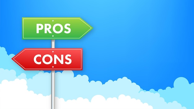 Pros cons comparison Make Decision optimal solutions Correct Wrong Vector stock illustration