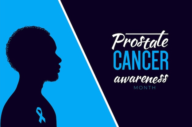 Prostate cancer awareness month with isolated silhouette of black man