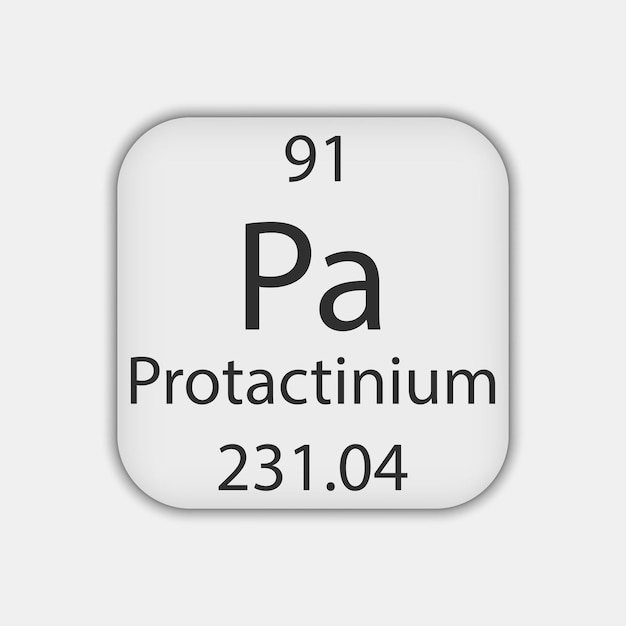 Protactinium symbol Chemical element of the periodic table Vector illustration