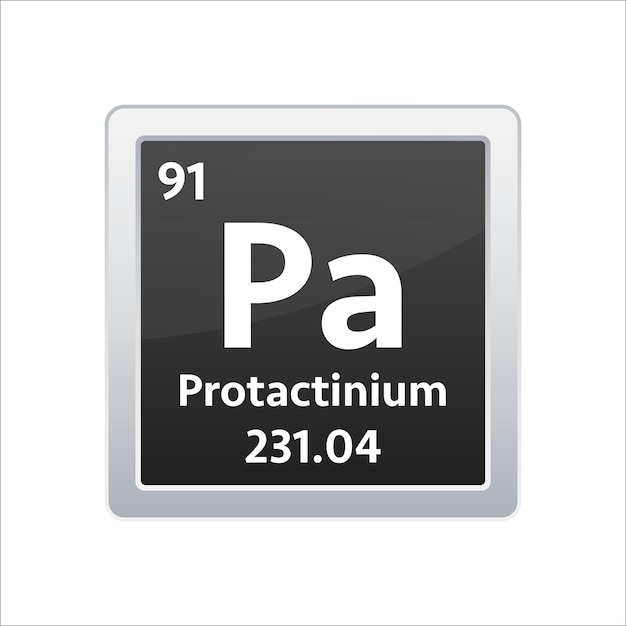 Protactinium symbol Chemical element of the periodic table Vector stock illustration